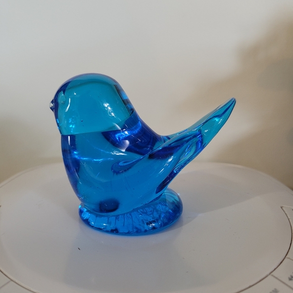 LEO WARD 1992 Signed Art Glass Paperweight Blue Bird of Happiness Figurine - Picture 3 of 5